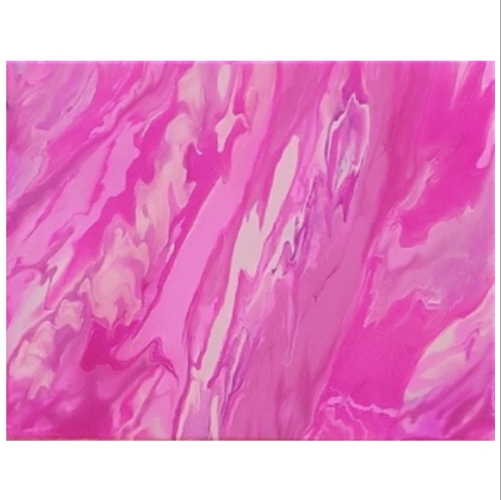 Hand Crafted Pink Abstract Design 11x14 Inches Canvas Painting - Picture 3 of 4